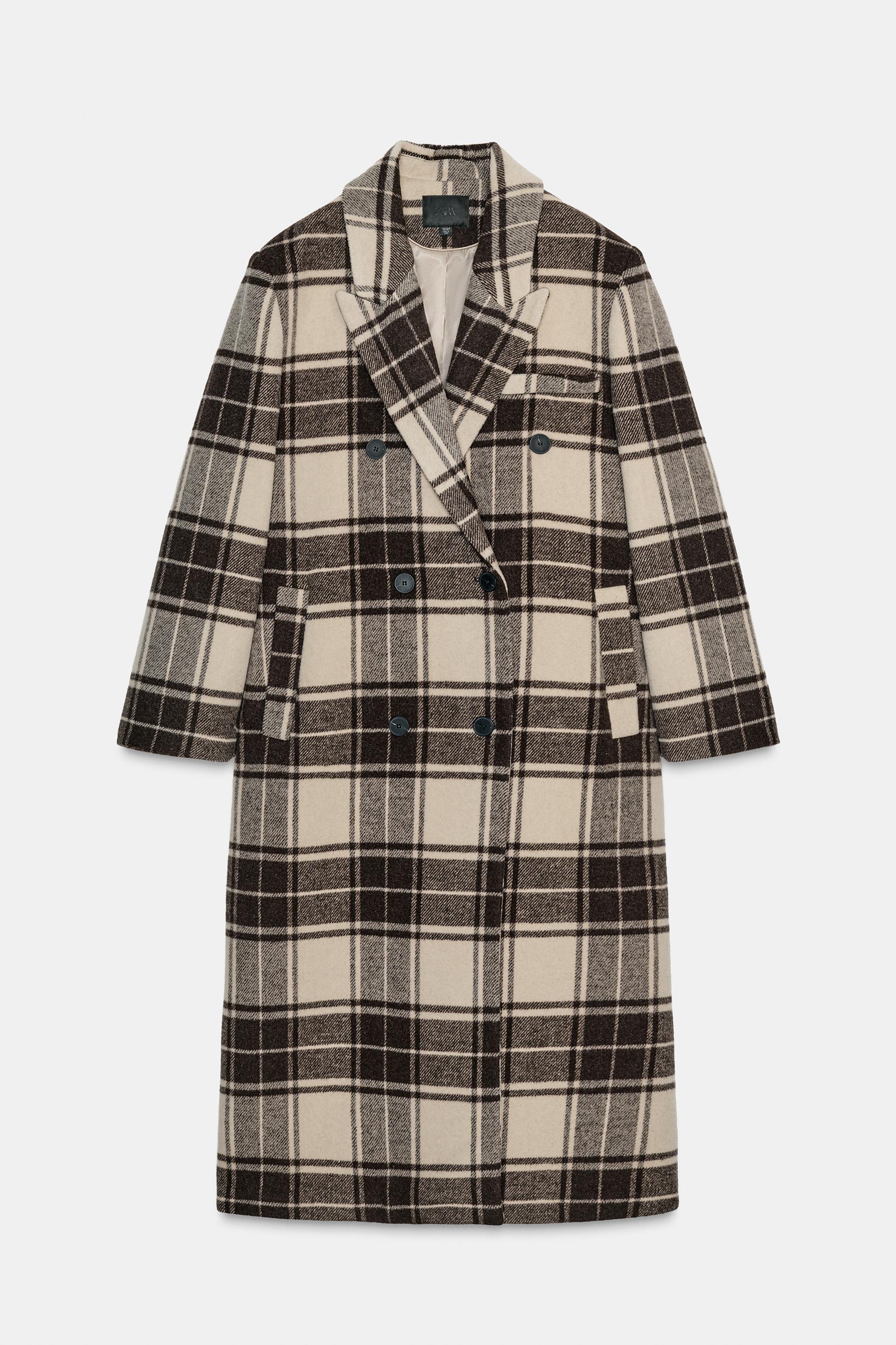 EXTRA LONG PLAID WOOL COAT